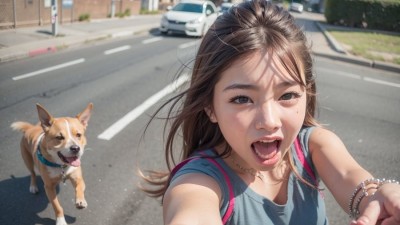 AI가 그린 개 때문에 깜짝 놀란 여자