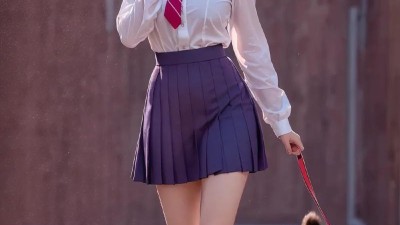 AI 귀여운 멍뭉이랑 산책중인 그녀들
